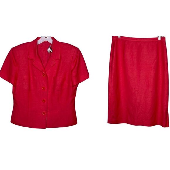 Vintage Maggy London Red Skirt‎ Set - Picture 1 of 10